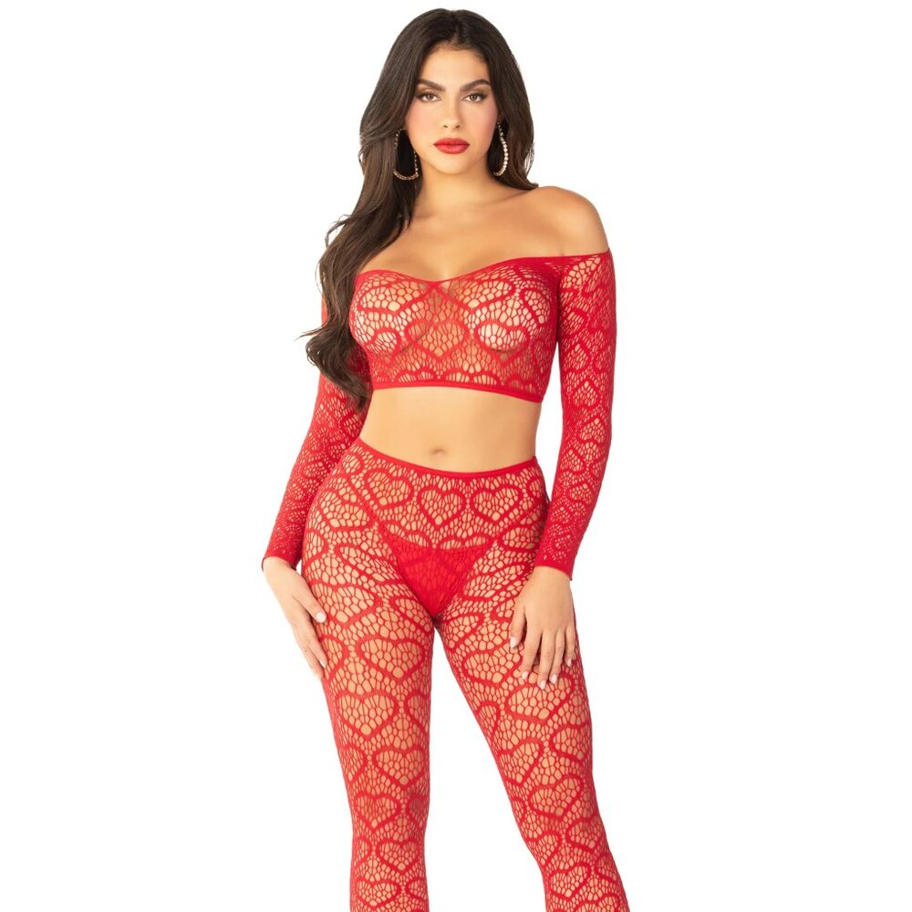 With All My Heart Red Crop Top Cami Set